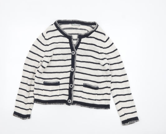 Marks and Spencer Women’s Navy Stripe Cotton Cardigan UK 12