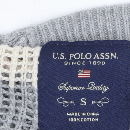 U.S. Polo Assn. Women’s Grey Striped Hooded Knit Cardigan S