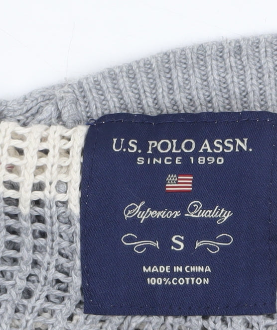 U.S. Polo Assn. Women’s Grey Striped Hooded Knit Cardigan S