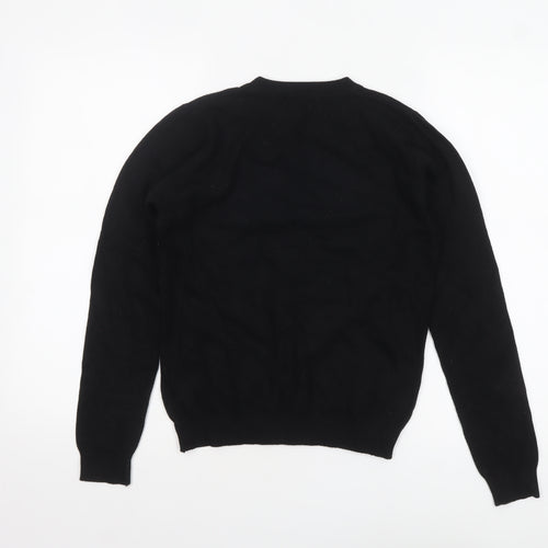 QED London Women's Black Floral Embroidered Knit Jumper Size S