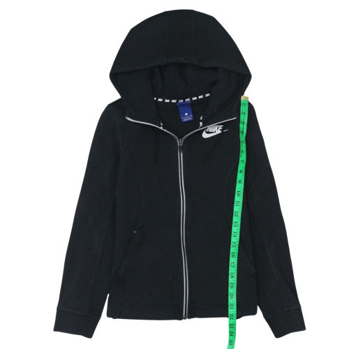 Nike Women Black Full Zip Hoodie Size S Cotton Blend Casual