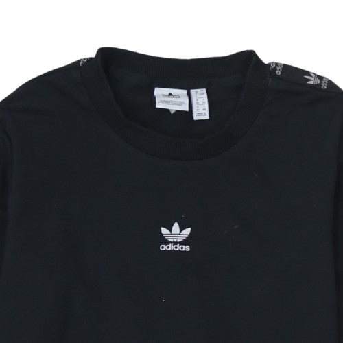 Adidas Women's Black Long Sleeve Crew Neck Cotton T-Shirt Size 8