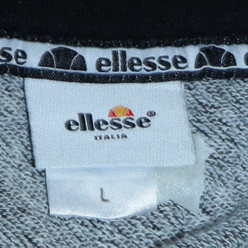 Ellesse Men's Black Full Zip Hoodie Size L Cotton Blend Sweatshirt