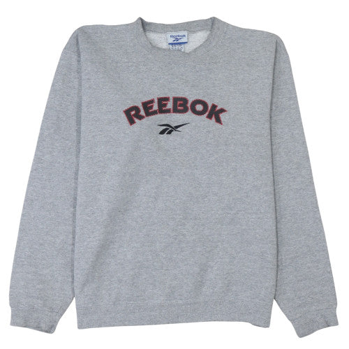 Reebok Mens Grey XL Pullover Crew Neck Sweatshirt Retro Logo Fleece