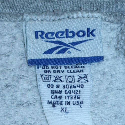 Reebok Mens Grey XL Pullover Crew Neck Sweatshirt Retro Logo Fleece