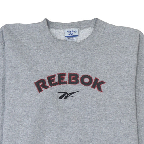 Reebok Mens Grey XL Pullover Crew Neck Sweatshirt Retro Logo Fleece