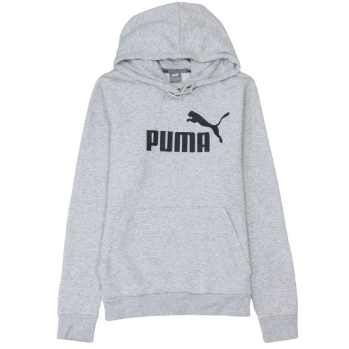 Puma Womens Grey Hooded Pullover Sweatshirt Size 12 M Logo Hoodie