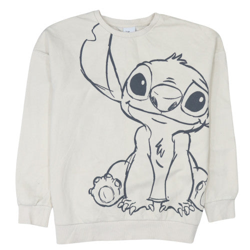 Disney Women Beige Stitch Sweatshirt Small Pullover Crew Neck