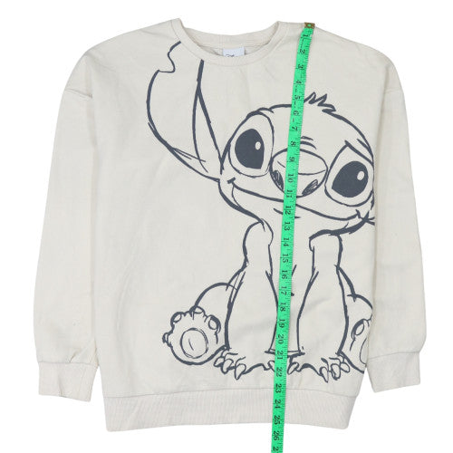 Disney Women Beige Stitch Sweatshirt Small Pullover Crew Neck