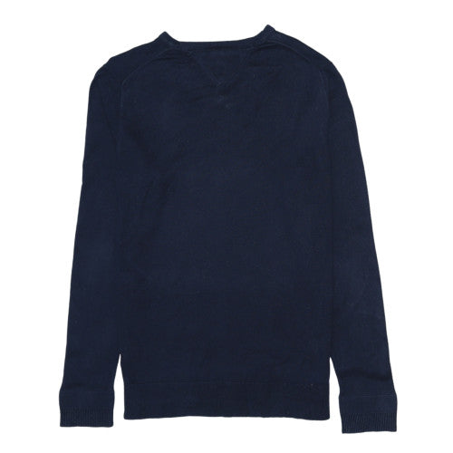 Tommy Hilfiger Men's Blue V-Neck Cotton Silk Jumper Size M