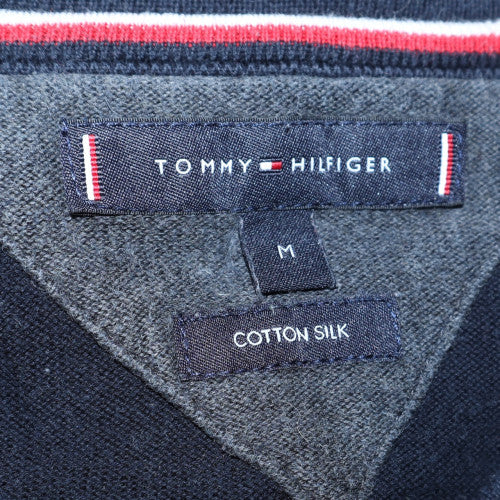 Tommy Hilfiger Men's Blue V-Neck Cotton Silk Jumper Size M