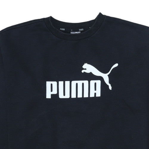 Puma Womens Black Crew Neck Pullover Sweatshirt Size 10