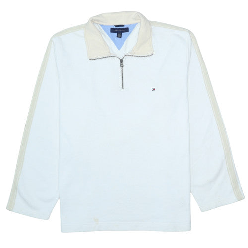 Tommy Hilfiger Men's White XL 1/4 Zip Fleece Sweatshirt