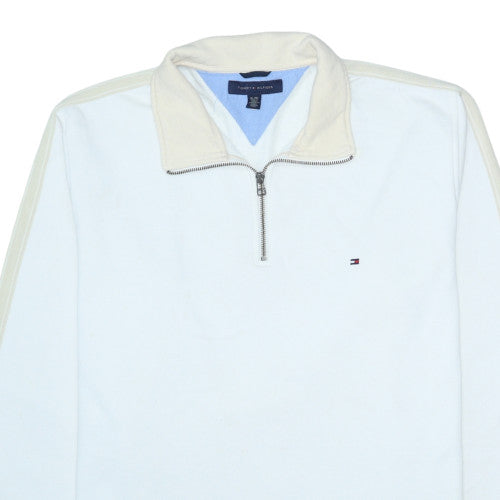 Tommy Hilfiger Men's White XL 1/4 Zip Fleece Sweatshirt