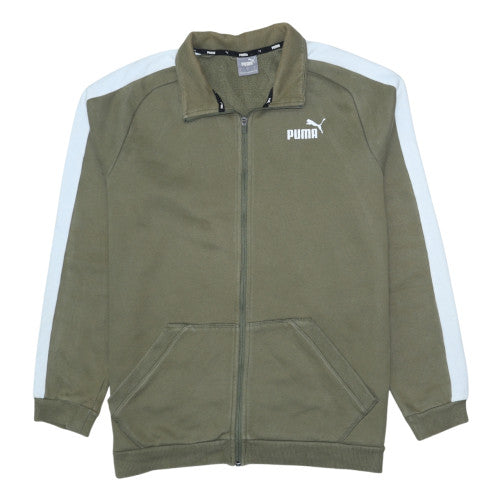 Puma Men's Khaki Track Jacket L Full Zip Athletic Lined