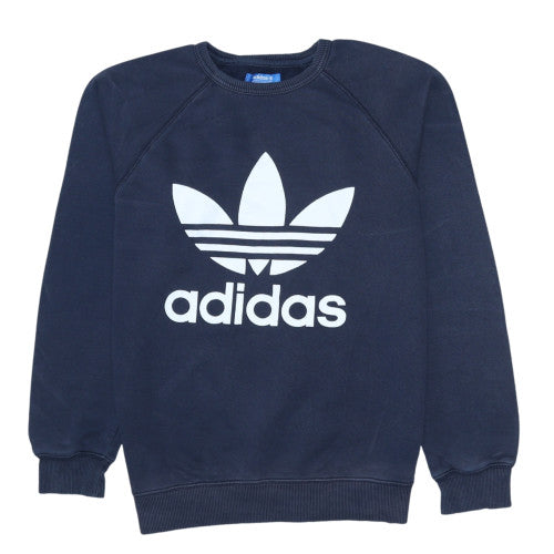 Adidas Men's Blue Crew Neck Logo Pullover Sweatshirt Size S