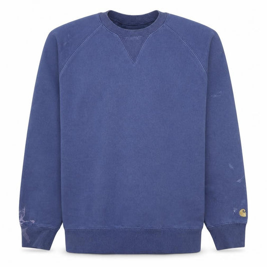 Front view of Carhartt Men Blue Crew Neck Pullover Sweatshirt, size S