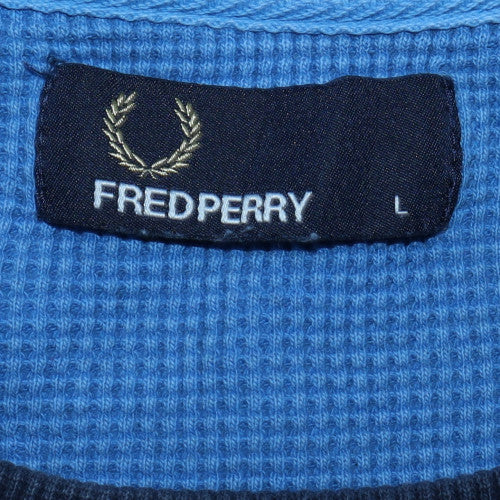 Fred Perry Mens Blue Cotton Crew Neck Pullover Sweatshirt L