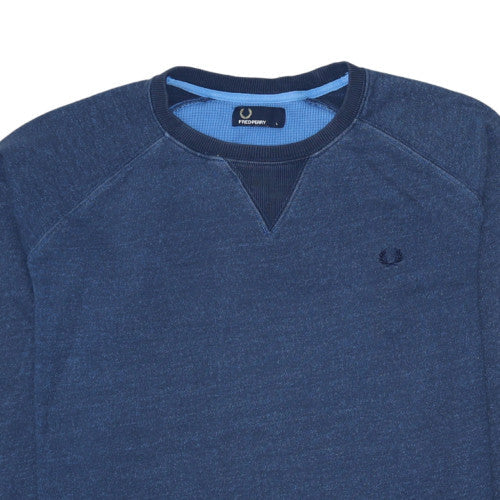 Fred Perry Mens Blue Cotton Crew Neck Pullover Sweatshirt L