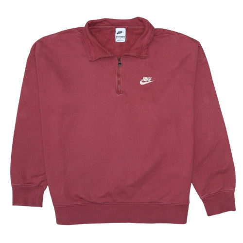 Nike Women’s Burgundy 1/4 Zip Oversized Sweatshirt M Cotton Blend