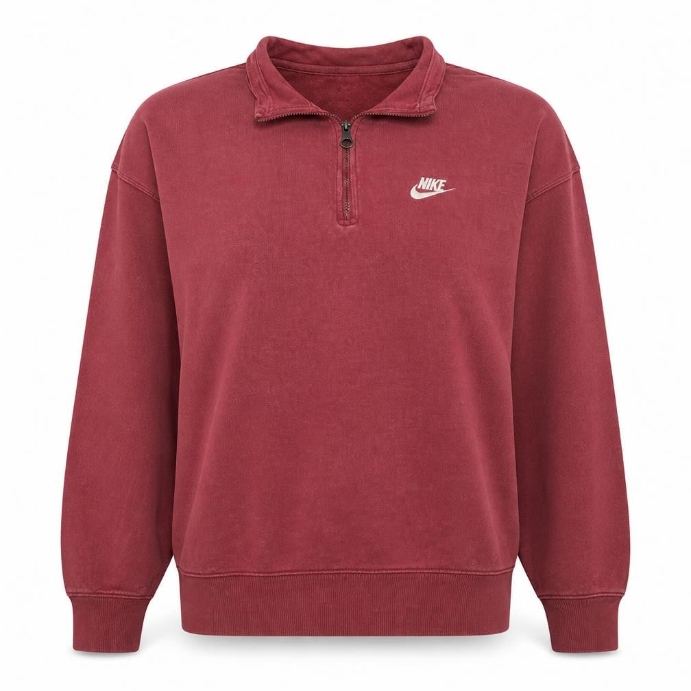 Nike Women’s Burgundy 1/4 Zip Oversized Sweatshirt M Cotton Blend