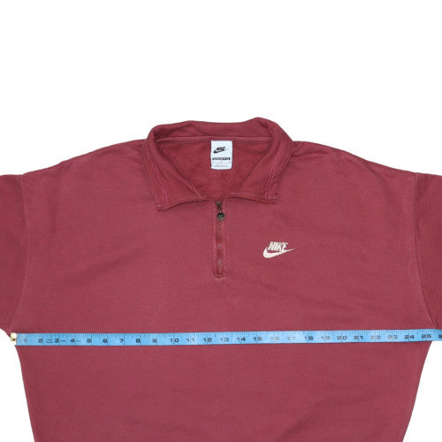 Nike Women’s Burgundy 1/4 Zip Oversized Sweatshirt M Cotton Blend
