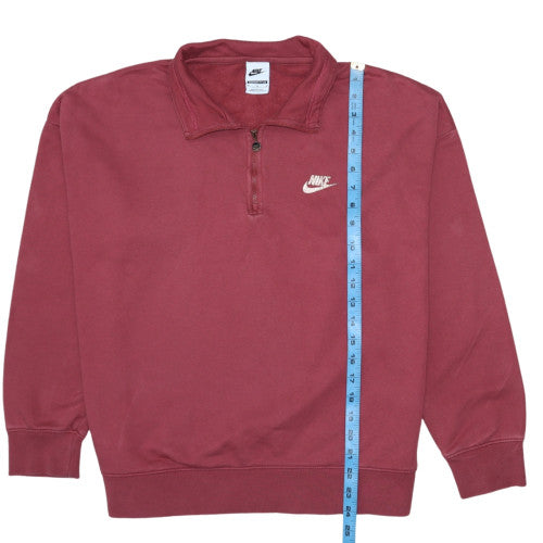 Nike Women’s Burgundy 1/4 Zip Oversized Sweatshirt M Cotton Blend