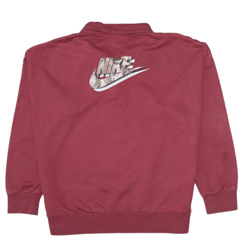 Nike Women’s Burgundy 1/4 Zip Oversized Sweatshirt M Cotton Blend