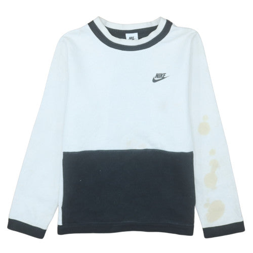 Nike Boys White & Black Long Sleeve Sweatshirt L 147-158cm Crew Neck