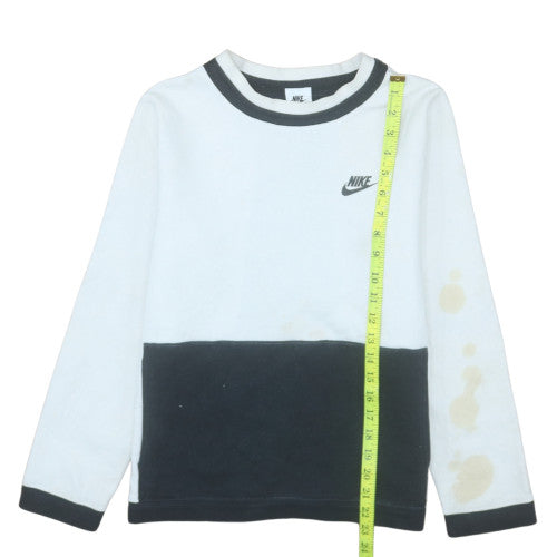 Nike Boys White & Black Long Sleeve Sweatshirt L 147-158cm Crew Neck