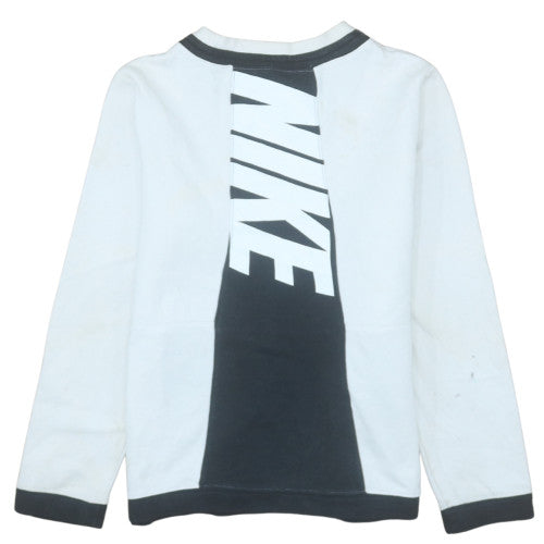 Nike Boys White & Black Long Sleeve Sweatshirt L 147-158cm Crew Neck