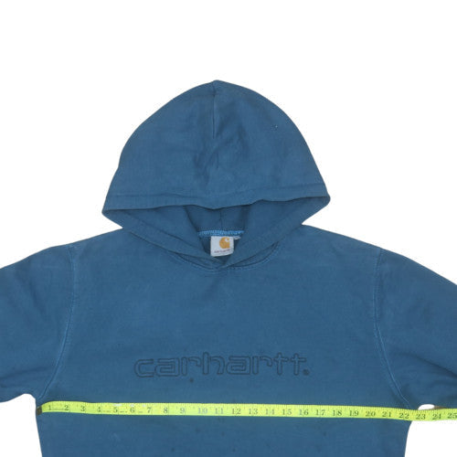 Carhartt Men's Blue Pullover Hoodie L Embroidered Logo Cotton