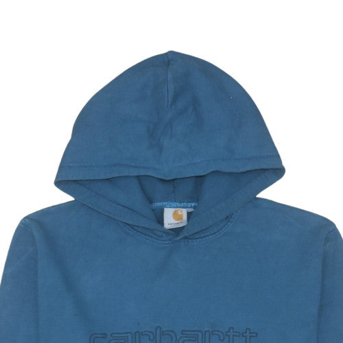 Carhartt Men's Blue Pullover Hoodie L Embroidered Logo Cotton