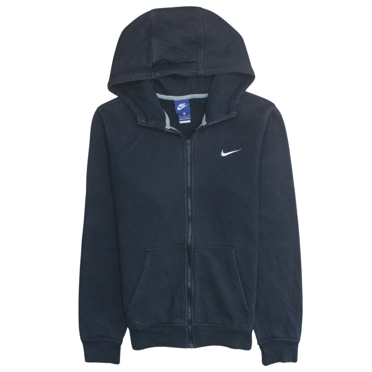 Nike Men Blue Full Zip Hoodie S Regular Fleece Cotton Blend
