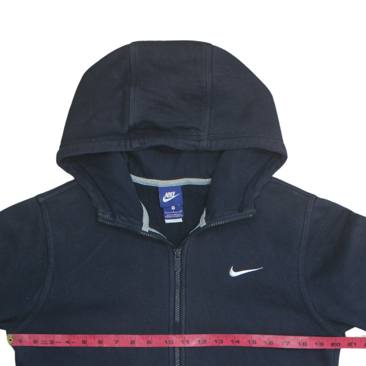 Nike Men Blue Full Zip Hoodie S Regular Fleece Cotton Blend