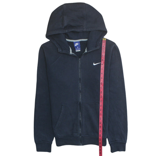 Nike Men Blue Full Zip Hoodie S Regular Fleece Cotton Blend