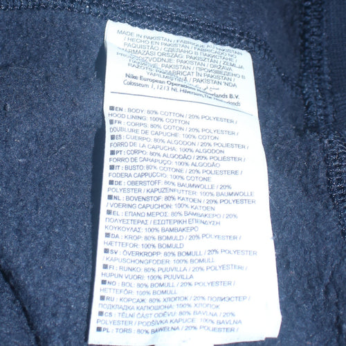 Nike Men Blue Full Zip Hoodie S Regular Fleece Cotton Blend