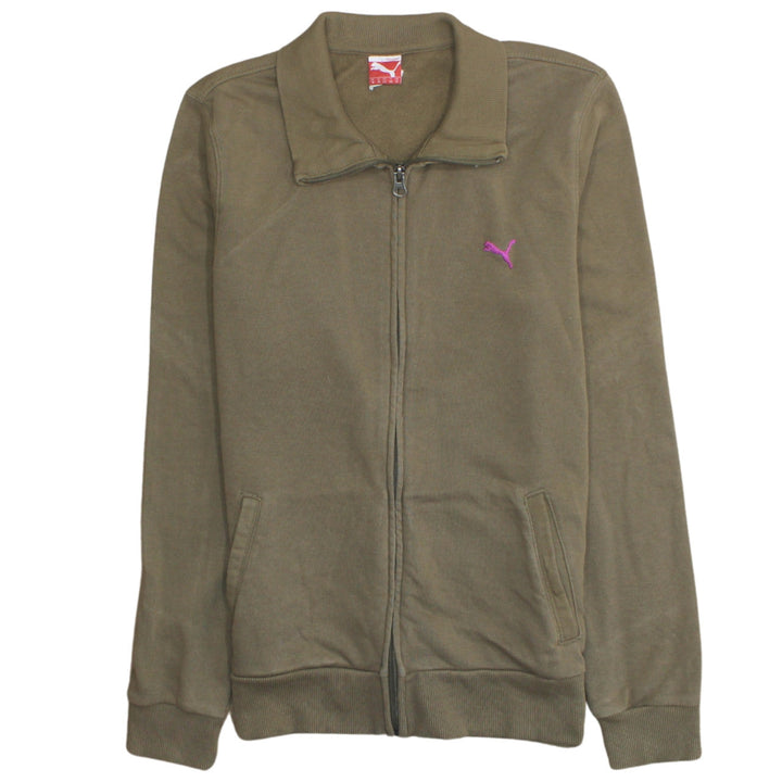 Puma Women's Brown Track Jacket Size 12 Full Zip Cotton Blend