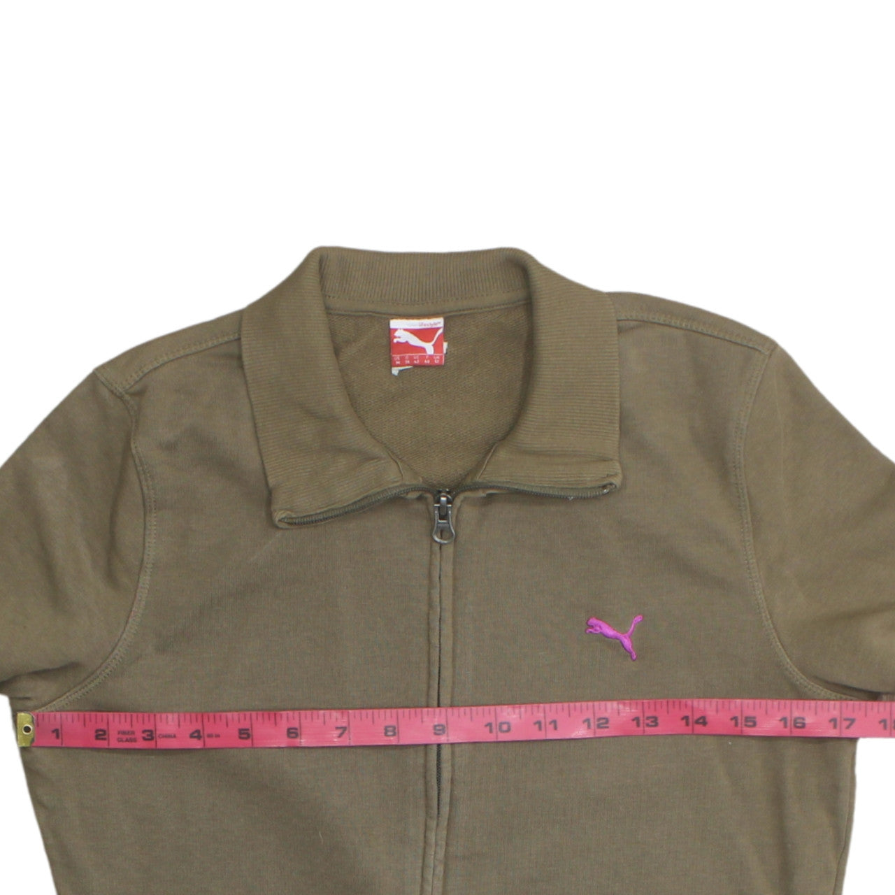 Puma Women's Brown Track Jacket Size 12 Full Zip Cotton Blend