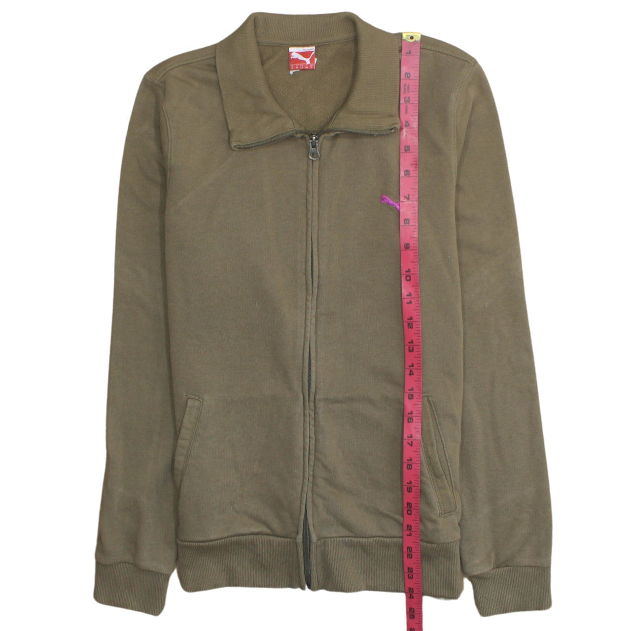 Puma Women's Brown Track Jacket Size 12 Full Zip Cotton Blend