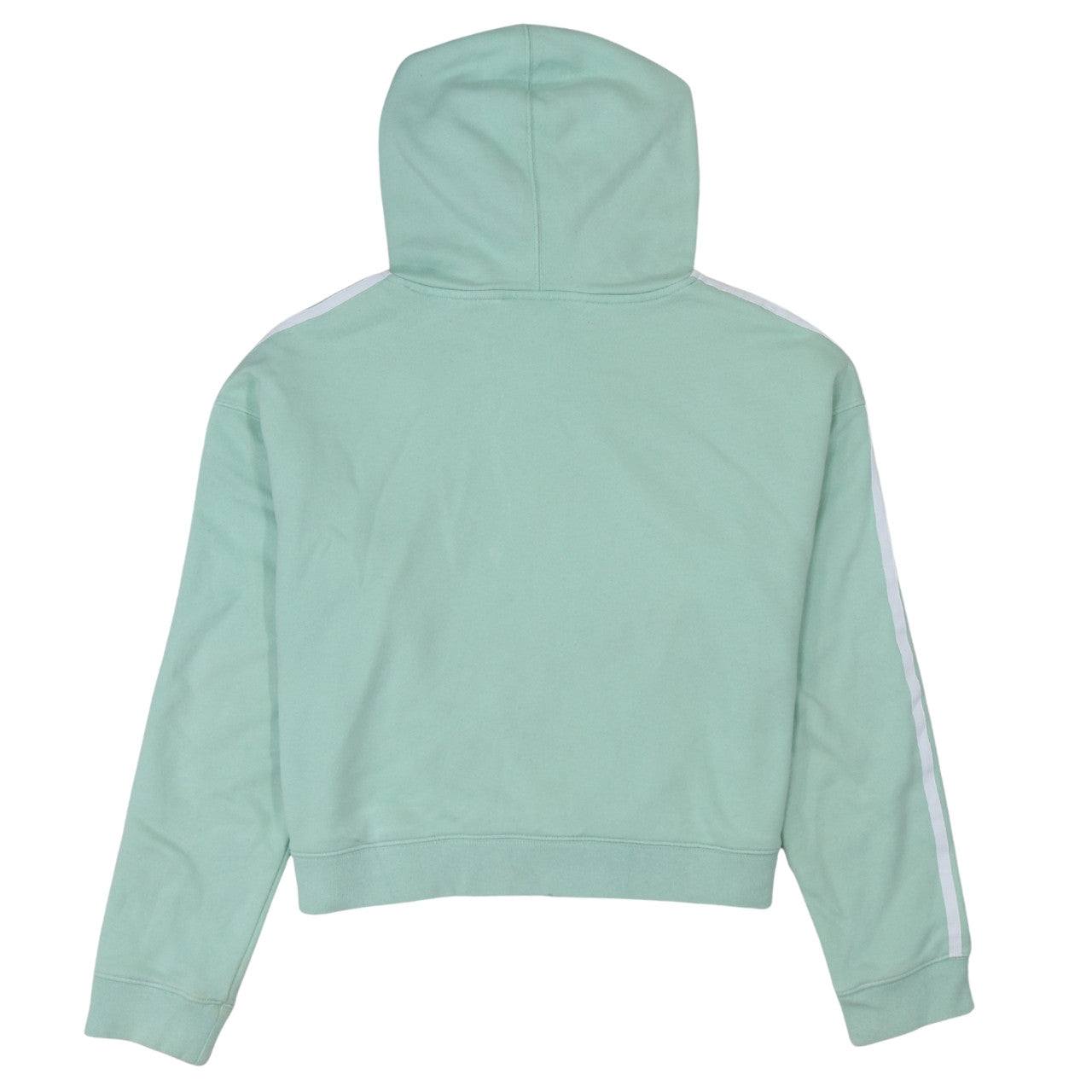 Adidas Women Mint Green Cropped Hoodie UK 10 Cotton Pullover