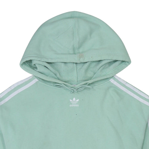Adidas Women Mint Green Cropped Hoodie UK 10 Cotton Pullover