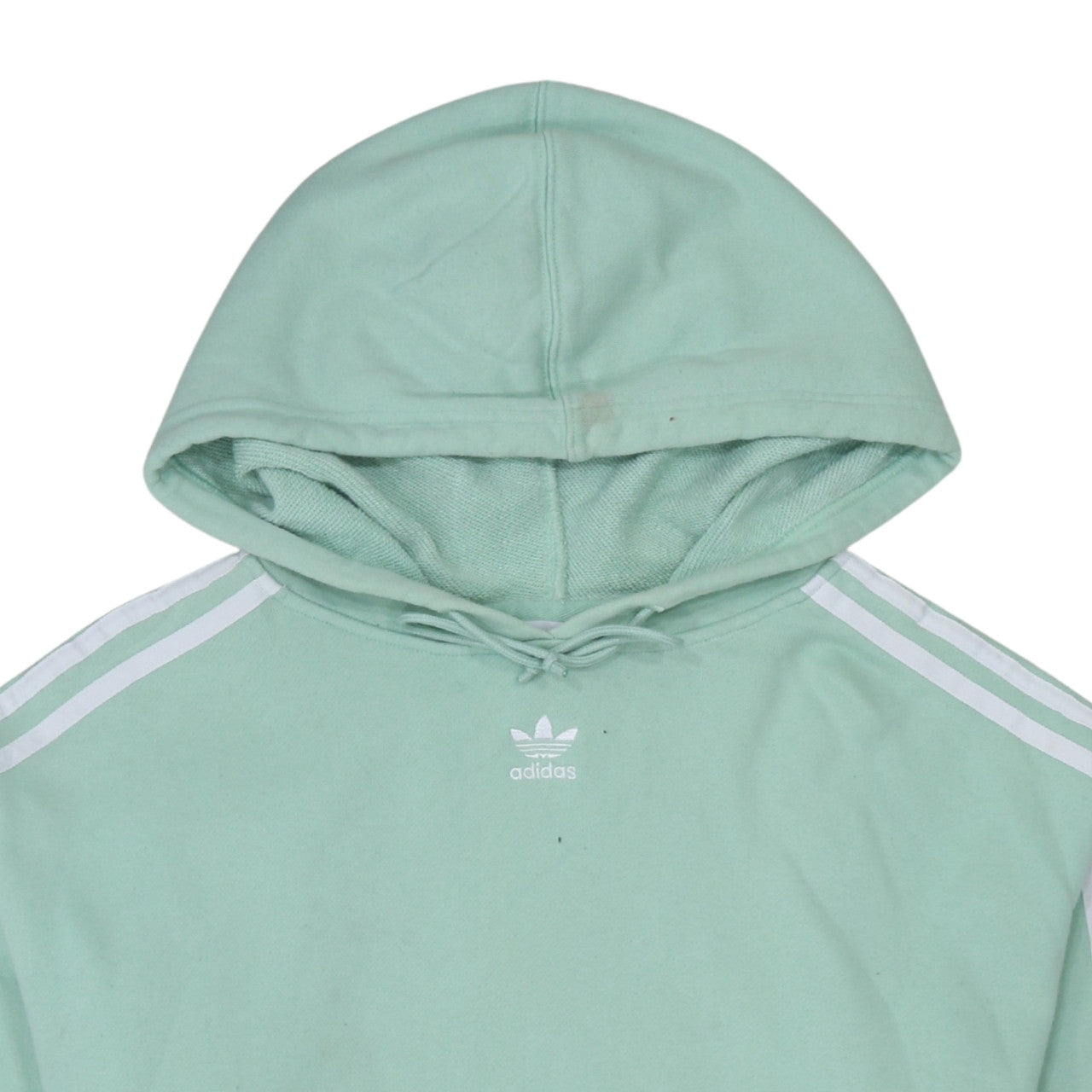 Adidas Women Mint Green Cropped Hoodie UK 10 Cotton Pullover