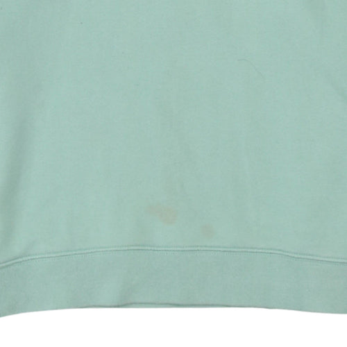 Adidas Women Mint Green Cropped Hoodie UK 10 Cotton Pullover