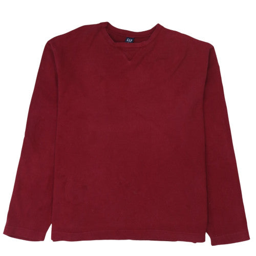 GAP Men Red XL Long Sleeve Crew Neck Cotton T-Shirt