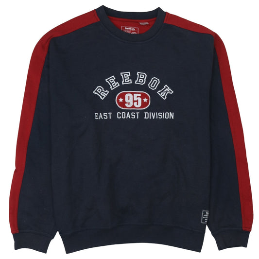 Reebok Mens Blue Red Logo Crew Neck Sweatshirt Size L Vintage