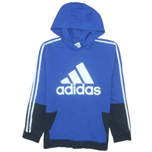 Adidas Blue Teens Pullover Hoodie Sweatshirt 18 Logo Sportswear
