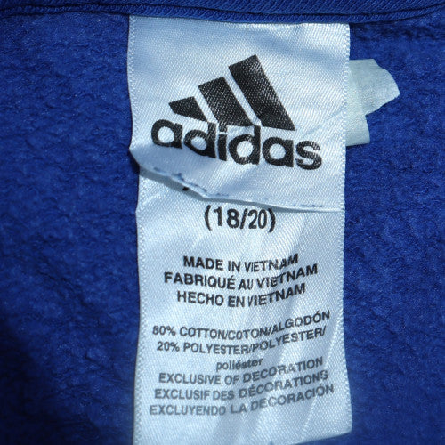 Adidas Blue Teens Pullover Hoodie Sweatshirt 18 Logo Sportswear