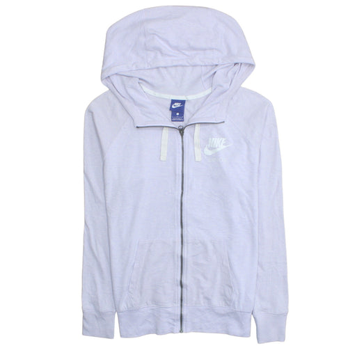 Nike Women’s Light Grey Full Zip Hoodie Size L Cotton Blend