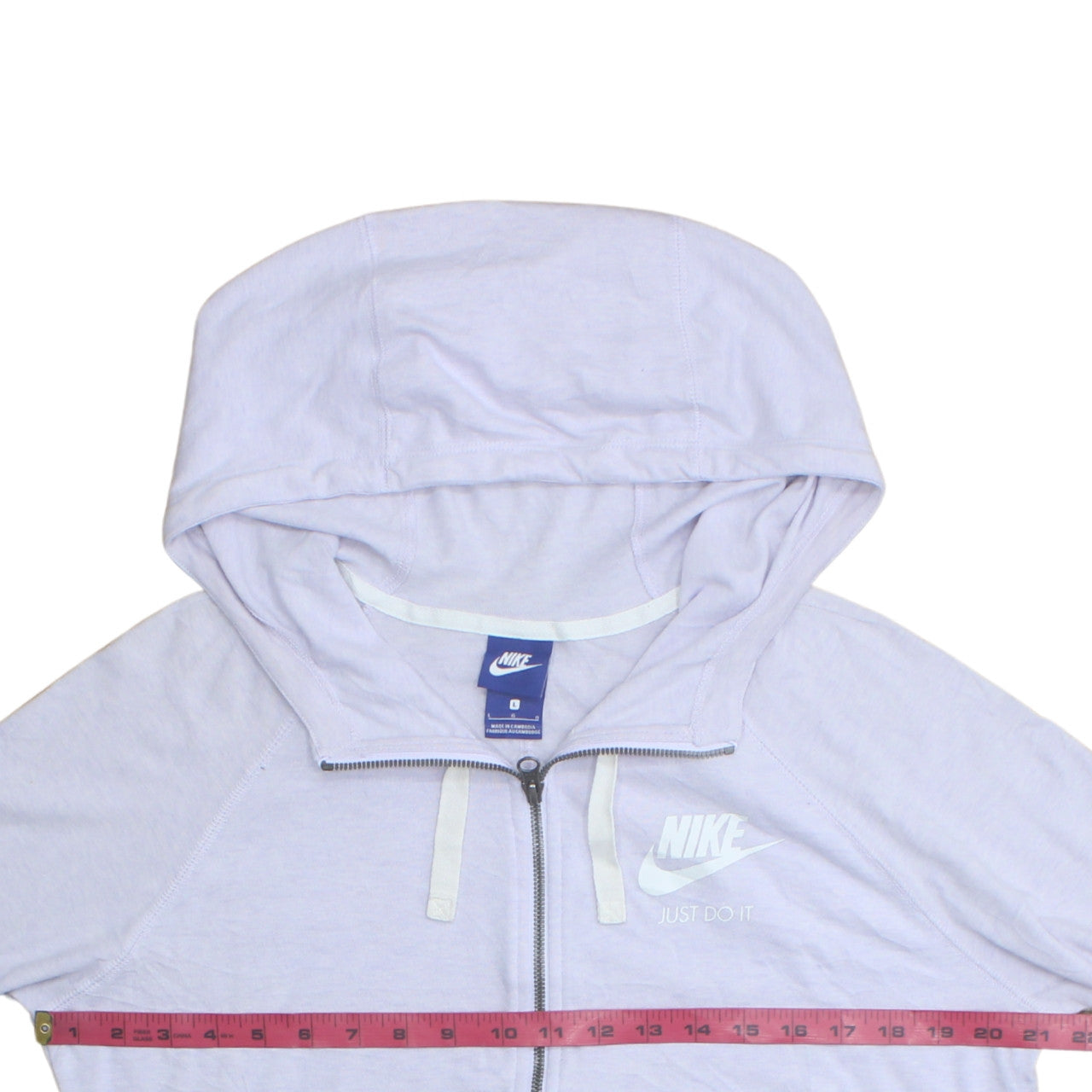 Nike Women’s Light Grey Full Zip Hoodie Size L Cotton Blend